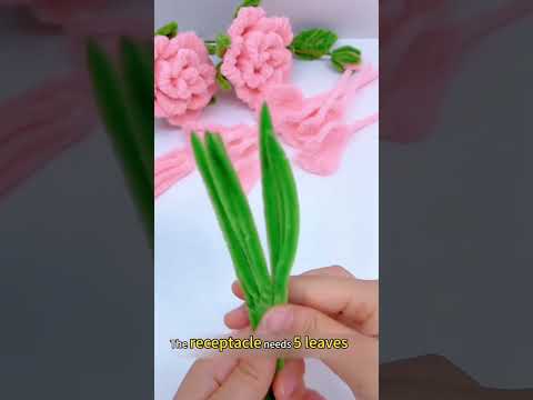 Tutorial of rose 🌹 flower in pipe cleaners | pink rose flower tutorial | diy rose flower for gift 💝