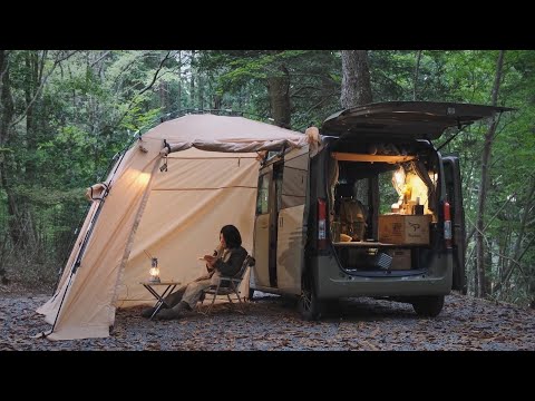 Car camping to relax in the forest at an altitude of 730m