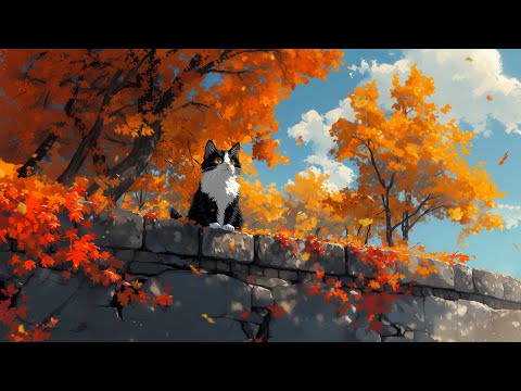 Autumn Leaves 🍁🐾 Uplifting to Calm Music Playlist [ Lofi autumn ~ Lofi cat music ]