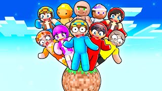 10 FRIENDS on ONE SPHERE BLOCK in Minecraft!