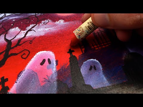 Halloween art 🎃🖍️ step-by-step tutorial 🤯 #art #halloween #drawingtutorial #oilpastel