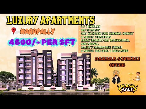 1570 sft #flat  #3bhk 700 MTRS FROM #warangalhighway,1000 SFT #2bhkflats #luxuryapartments