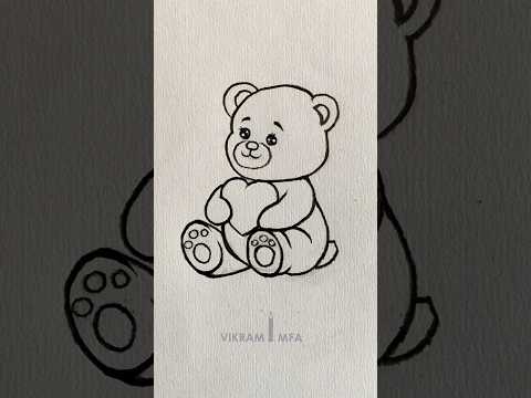 Cute teddy bear  drawing #easy teddy bear drawing#pencil drawing#shortsCute teddy bear