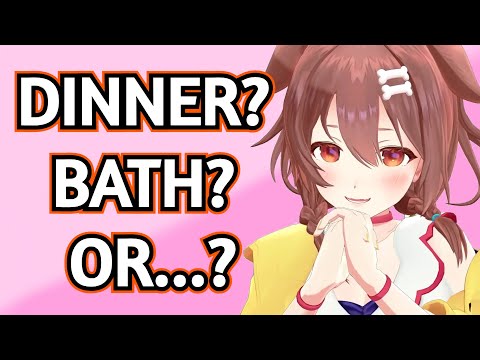 A Korone Twist on a Classic Line, "Dinner? Bath? Or...?" [Hololive]