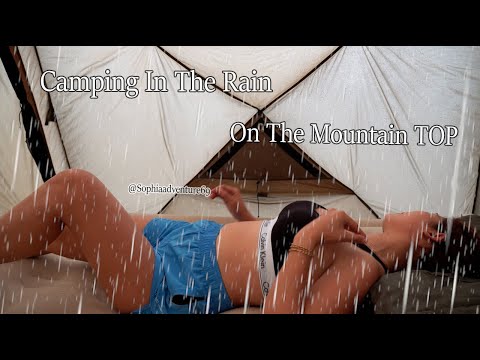 Camping In The Rain On The Mountain Top - Relaxing In Tent - Waterfall - Sound Of Nature