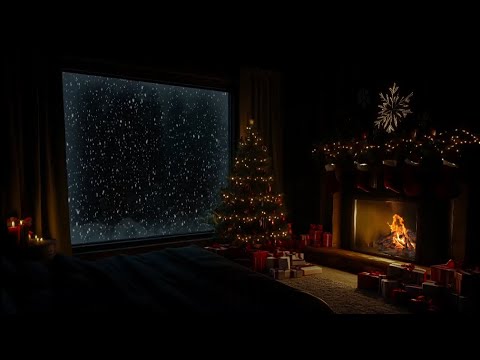 🎄Christmas Ambience in a Cozy Winter Cottage☃️Blizzard & Fireplace Sounds for Sleep Well