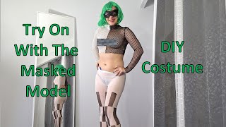 4K Mesh Cosplay Costume Beetlejuice TRY ON 🕷️ MASKED MODEL