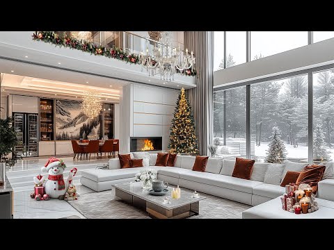 Luxurious Living Room with Christmas Jazz Music 🎄 Elegant Jazz Piano Music for Studying and Reading