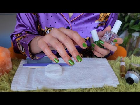 ASMR Soft Spoken Soothing Nail Care 💜💅 (natural nail care routine, pampering, doing my nails)