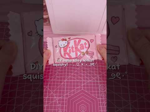 diy hello kitty kitkat squishy! 🎀🍫#sanrio #hellokitty #diy #kawaii #asmr #craft #papercraft #kpop