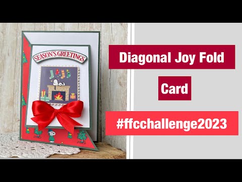 Diagonal Joy Fold card #ffcchallenge2023 #peanuts #festivepeanuts #christmascard