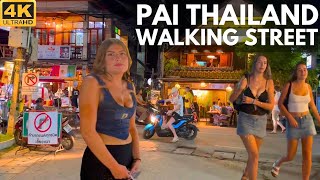 [4K] Walking street in Pai. The best town in Northern Thailand 2024