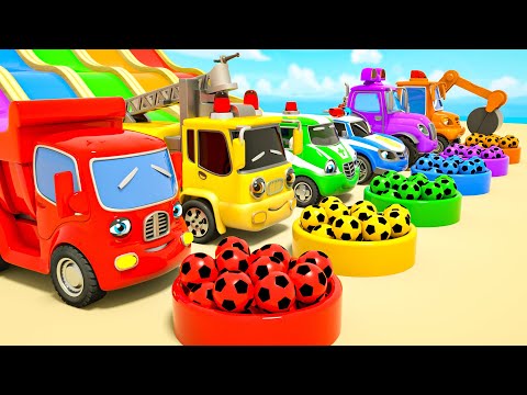 Jumping soccer balls and colorful slides - Wheels On the Bus - Baby Nursery Rhymes & Kids Songs