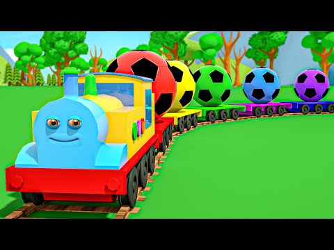 The Wheels on The Bus Song - Color train and funny cars | Baby Nursery Rhymes & Kids Songs