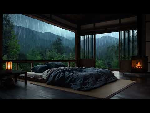 8 hours of Heavy Rain Sound in a Open Bedroom in the Forest, Sleep Relaxation Ambience, no Thunder