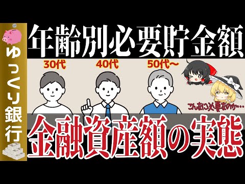 【ゆっくり解説】最新！年齢別の必要貯金額 いくら貯蓄があれば優秀？金融資産額別の実態【貯金 節約】