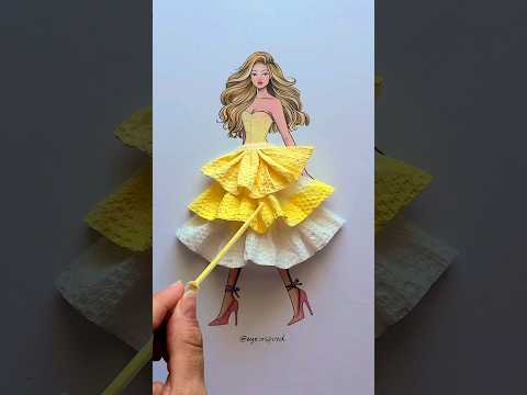 How to make a dress using a paper towel 💛 #art #fashion #design #style #artist #artwork #painting