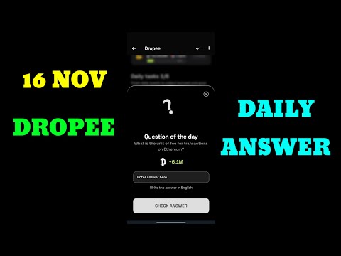 Dropee question of the day code 16 November | Dropped question of the day code | Dropee Code Today