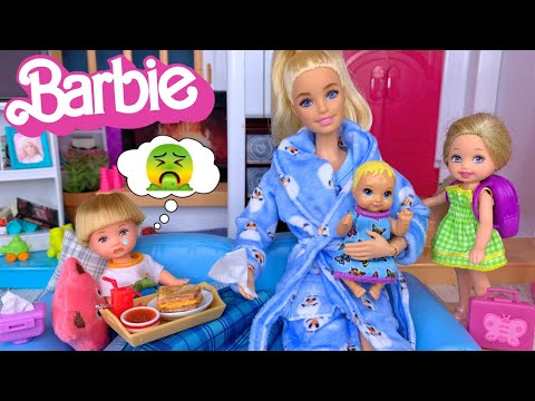 Barbie & Ken Doll Family Get Well Routine - Tommy is Sick