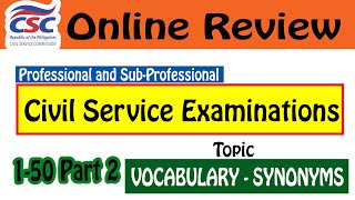 Civil Service Exam Reviewer Online 2024 Vocabulary Synonyms Part 2 | CSE Vocabulary Synonyms Part2