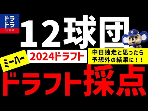 【忖度なし】2024ドラフト採点12球団決定版！中日独走の予想だったが・・・【ドラフト会議】一番ミーハードラフトしたのはどの球団？