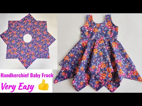 Very Easy Handkerchief Baby Frock cutting and stitching 3-4 year | Baby Frock cutting and stitching