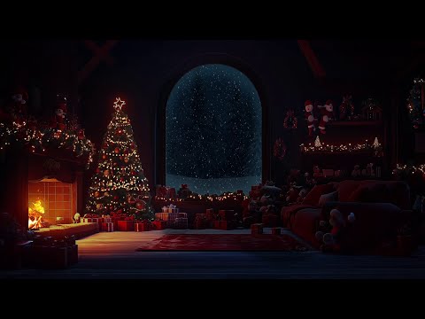 🎅Christmas Atmosphere in Cozy Room🎄Fireplace & Snowstorm Sounds for Deep Relaxation