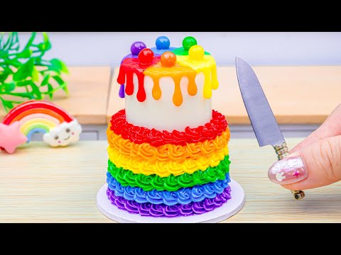 💞Amazing Rainbow Cake 💞Satisfying Miniature Rainbow Cake Decorating Ideas by Lotus Cakes