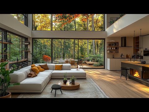 Golden Morning Light on the Forest Living Room 🌤️ Smooth Piano Jazz Music for Calm and Relaxing Day