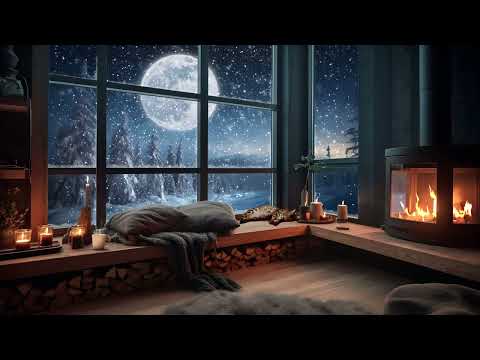 Cozy Winter Night: Snowstorm and Fireplace Sounds for Relaxation