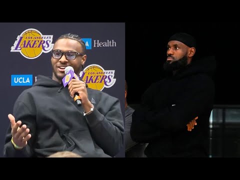 Bronny James First Lakers Press Conference with dad LeBron watching (19 Questions)