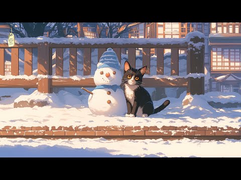 Building a Snowman with My Cat ☃️🐈‍⬛winter lofi ❄️A playlist lofi for study, relax, stress relief