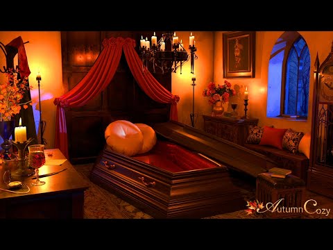 Vampire Bedroom Ambience | Rain Sounds, Writing Sounds, Soft Thunder, Crackling Wick