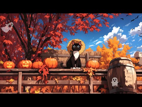 Happy Autumn with My Cat 🎃🐾 lofi hihop radio 👻 Lofi Beats to Relax and Feel the Spooky Vibes