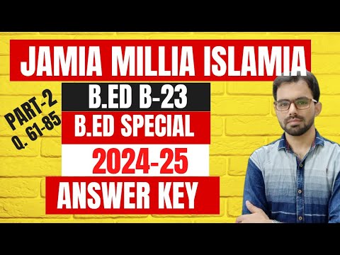 JMI B.Ed Special Answer Key 2024-25