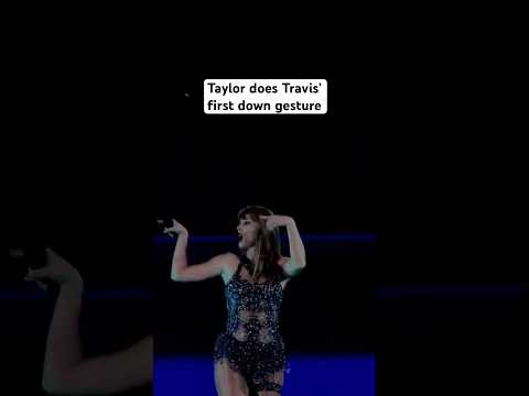 #TaylorSwift does BF Travis Kelce’s first down gesture during #ErasTour in New Orleans 🏈❤️