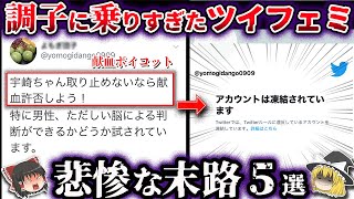 【ゆっくり解説】調子に乗りすぎて大炎上したツイフェミの悲惨な末路５選