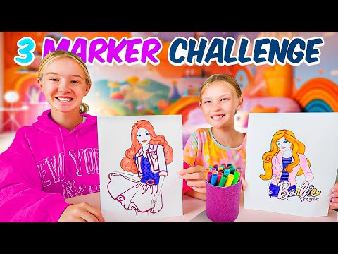 3 Marker Barbie Challenge!!!