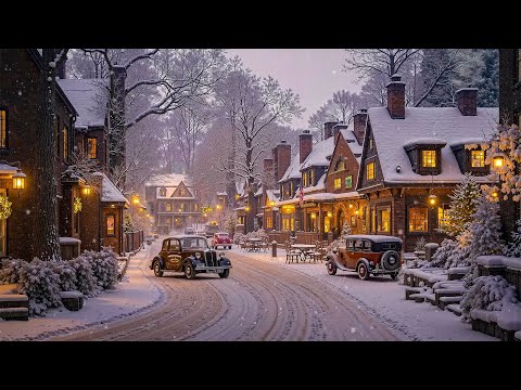 Snowy Town Nights 🎄 Nostalgic Holiday Jazz, Warm Café & Peaceful Streets for Christmas Tranquility⛄