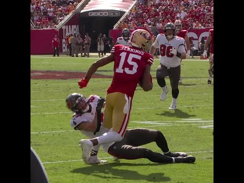 Jauan Jennings catches for a 18-yard Gain vs. Tampa Bay Buccaneers