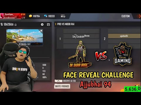 Ajjubhai 94 vs Sk Sabir Boss | 1 v 1 Custom Room | Ajjubhai 94 face reveal