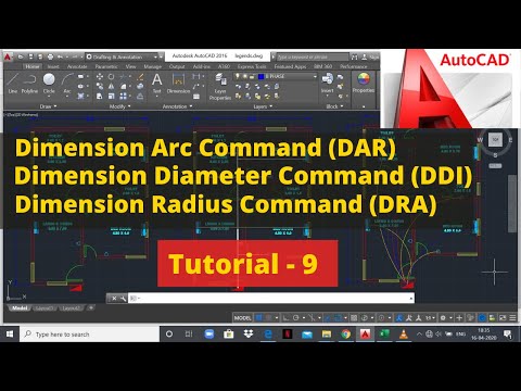 DIMRadius, DIMDiameter and DimArc Command in AutoCAD | AutoCAD Tutorial 9