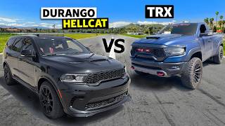 950HP Dodge Durango SRT Hellcat drag races 900hp Single Cab Ram TRX!