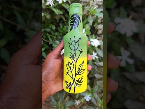 DIY Glass Bottle Painting 🎨🖌️💕 #shorts #diy #bottleart