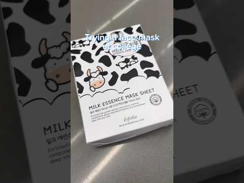 Trying a milk essence mask sheet at college #skincare #pinketherealheartz #skincareproducts #college