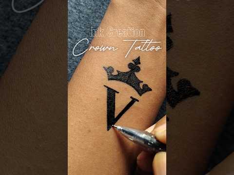 crown 👑 letter V tattoo idea...#tattoo #art #asmr #shorts #ytshorts #trending #viralshorts