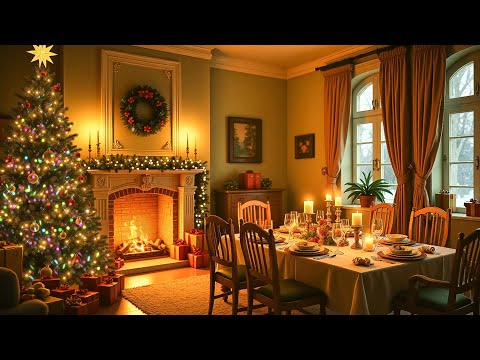 Cozy Winter Christmas Ambience & Fireplace ❄️ Relaxing Jazz Music And Fireplace for Study, Relax