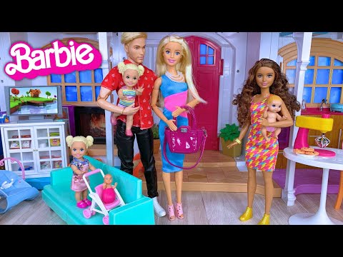 Barbie & Ken Doll Family New Babysitter Evening Routine