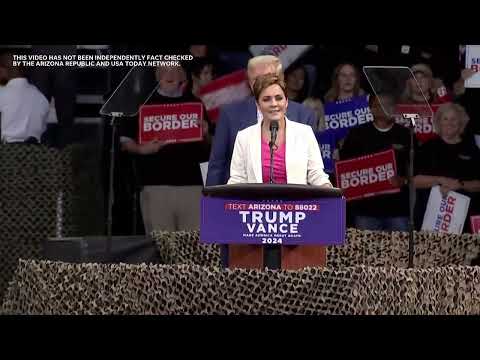 Senate hopeful Kari Lake joins Donald Trump on stage at Prescott Valley rally