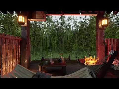 Enjoy a Rainy Afternoon Nap In The Bamboo Forest | Rain & Crackling Fire Sounds for Sleep | CozyRain